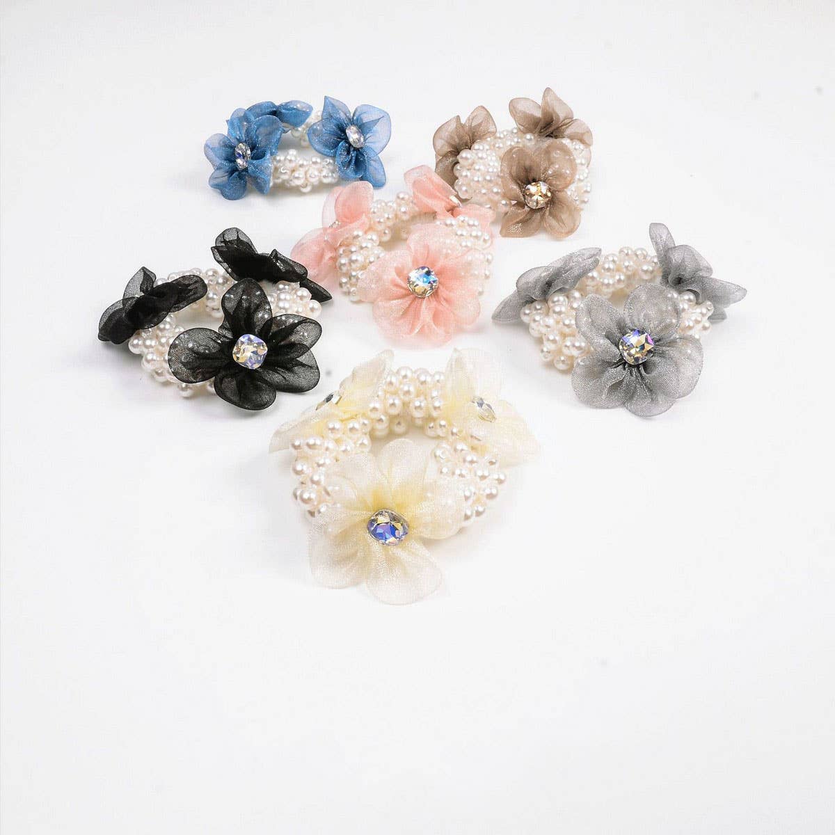 Elegant Pearl Organza Hair Tie for Women