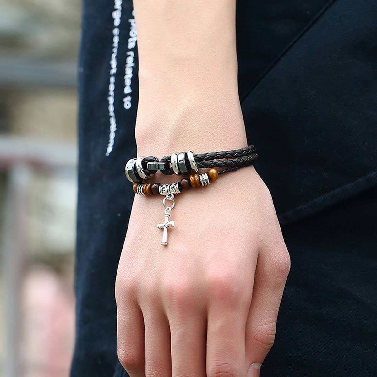 SIMPLE MEN'S MULTI-LAYER BEADED LEATHER BRACELET_CWMM4475