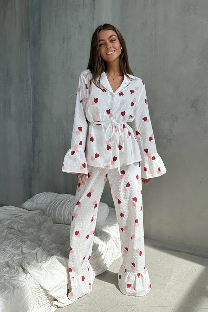 CWSPJ0230_COTTON HEART PRINTED LONG SLEEVE PAJAMA SET
