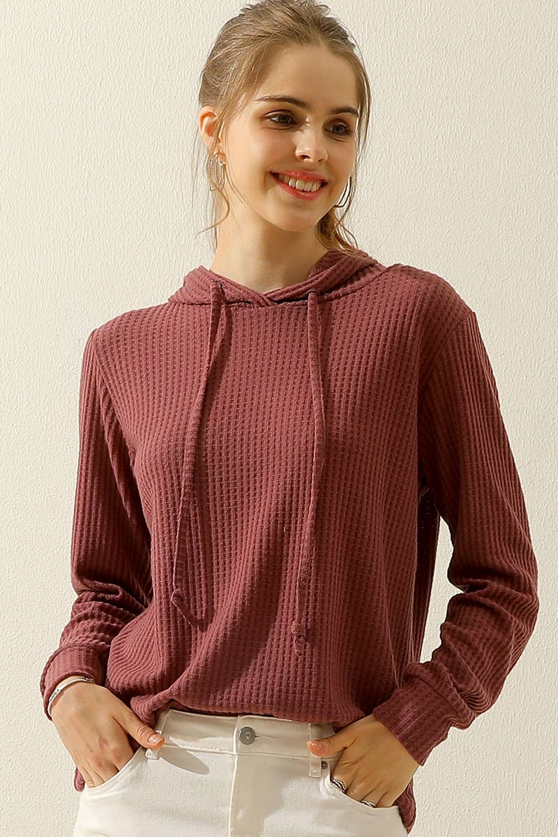 CWOHOL444-P_ PLUS SIZED HOODED WAFFLE KNIT SWEATER TOP