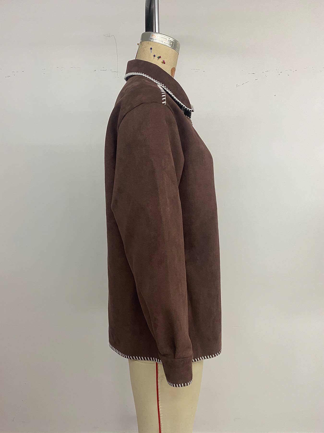 Casual fringed color-blocked lapel loose shirt