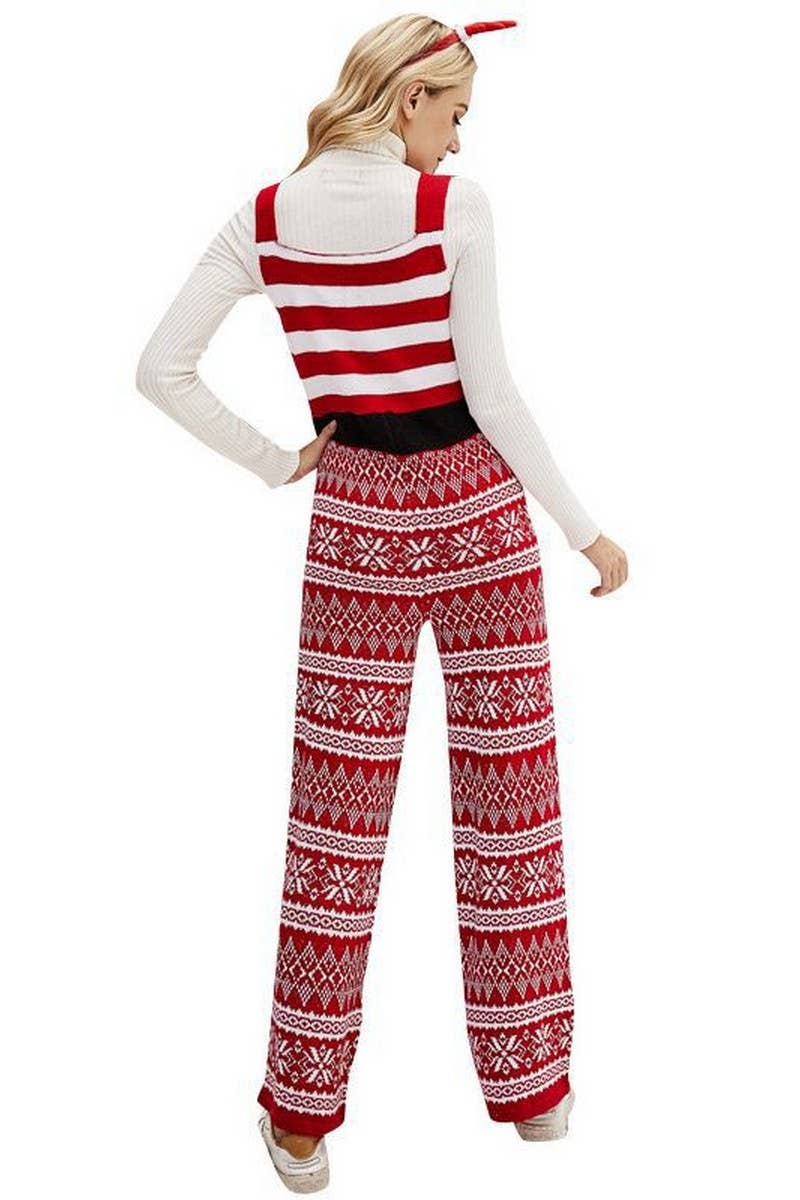 CWSJS0993_CHRISTMAS SNOWFLAKE KNITTED JUMPSUIT