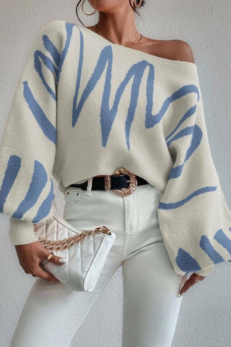 CWOSWL6264_BALLOON SLEEVE LOOSE KNIT PULLOVER SWEATER