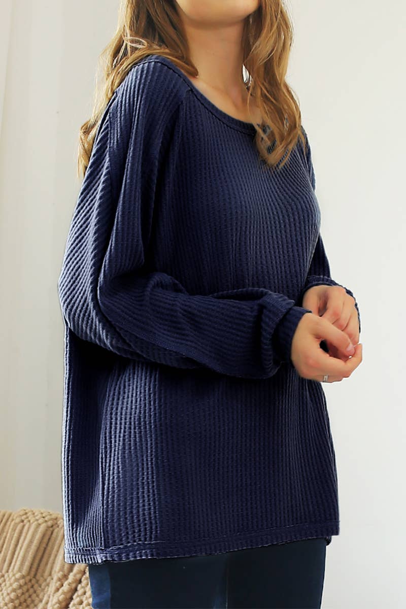 CWTTL1094_RAW DETAILED LOOSE FIT SOFT SWEATER KNIT TOP