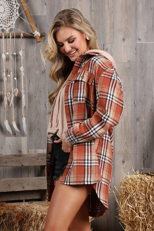 CWOJA187-P_PLUS SIZE TUNIC LENGTH SOFT FLANNEL PLAID JACKET
