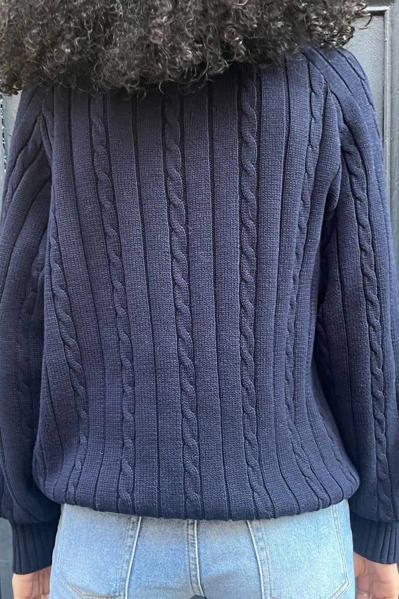 CWOSWL07522_V-NECK CASUAL LONG SLEEVE KNIT SWEATER