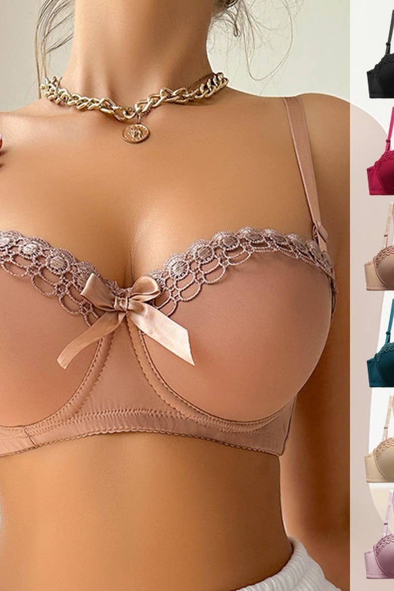 CWMU00277_EMBROIDERED BUTTERFLY UNDERWIRE PUSH UP BRA