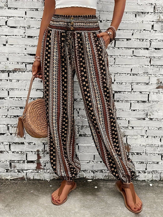 Casual loose, tight-fitting wide-leg pants