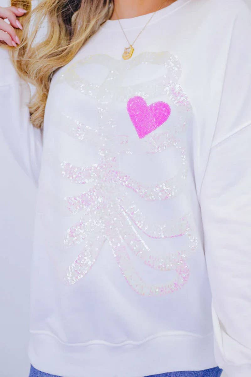 CWTBLL01245_HALLOWEEN SEQUIN SKELETON LONG SLEEVE SWEATSHIRT