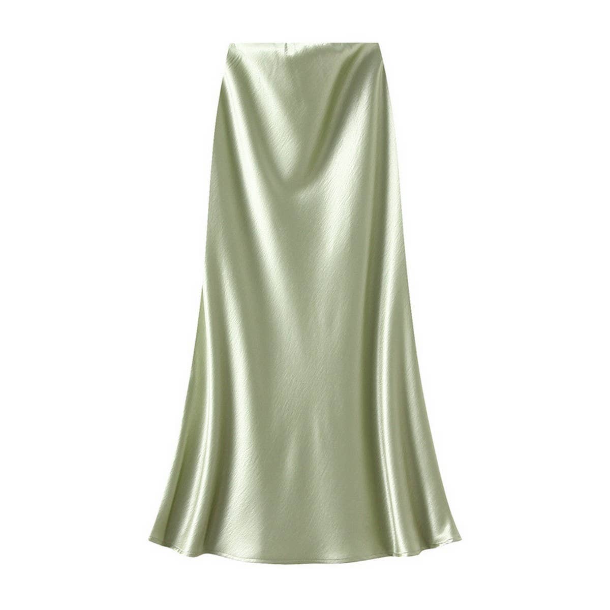 ELEGANT PLEATED SATIN FISHTAIL SKIRT