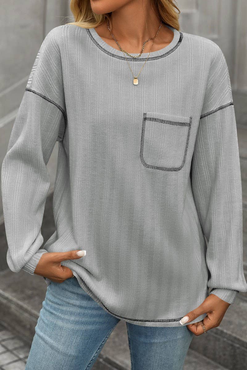 CWOSWL6851_SOLID COLOR ROUND NECK CASUAL LOOSE T-SHIRT