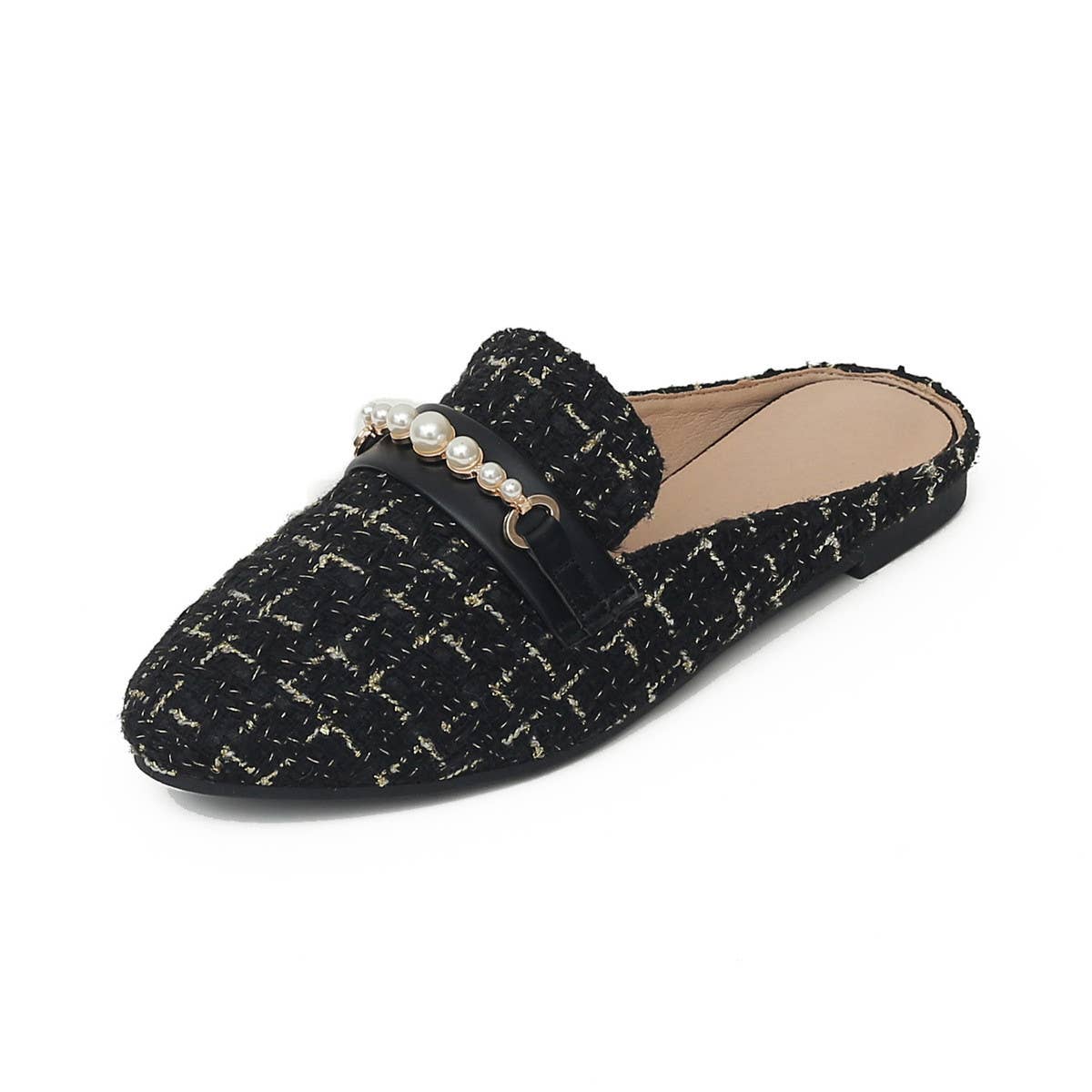 VERSATILE OUTER WEAR STRIPED FLAT BOTTOM MULES
