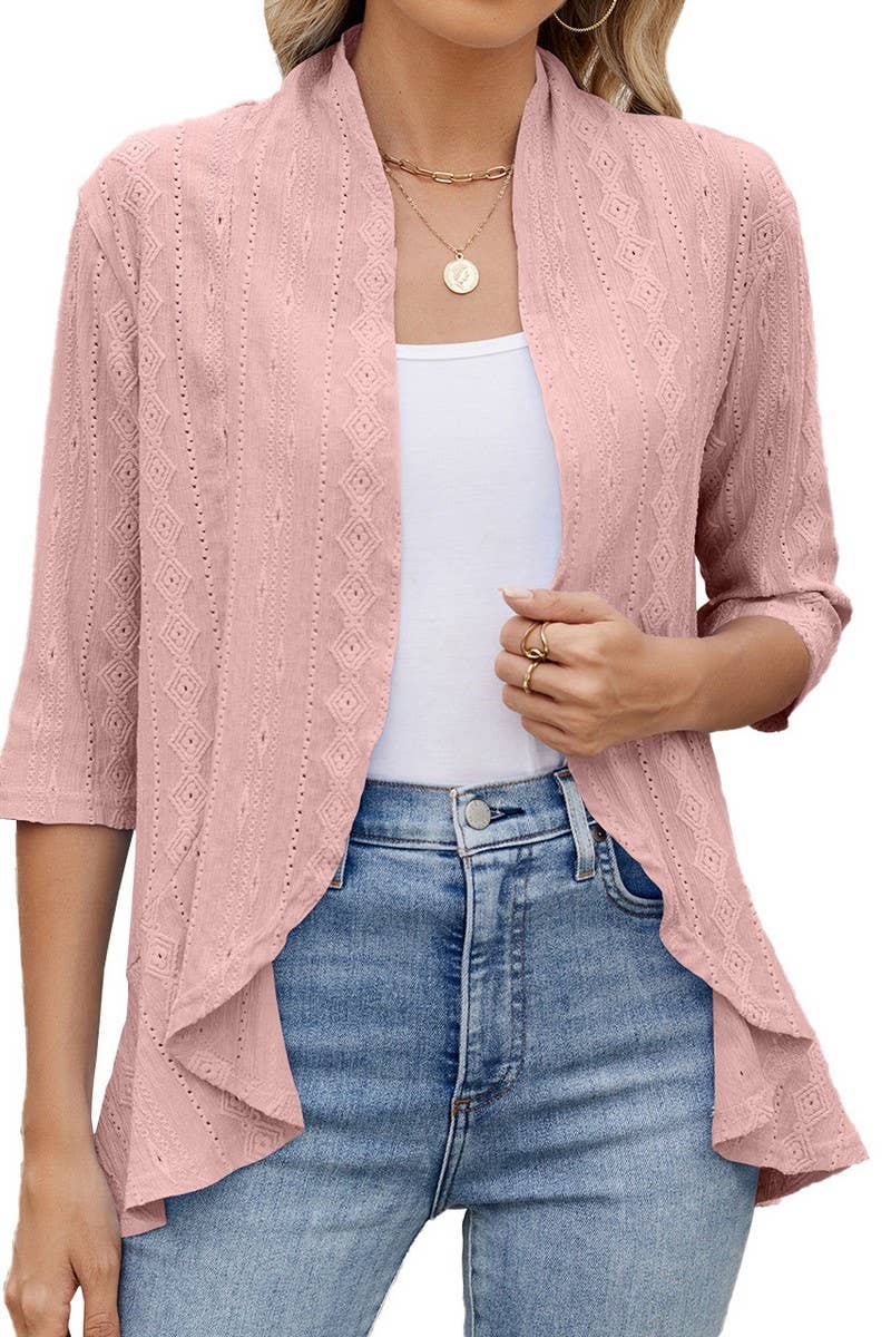 CWOCAS0060_SUMMER LOOSE MID SLEEVE BUTTON SHIRT DRESS