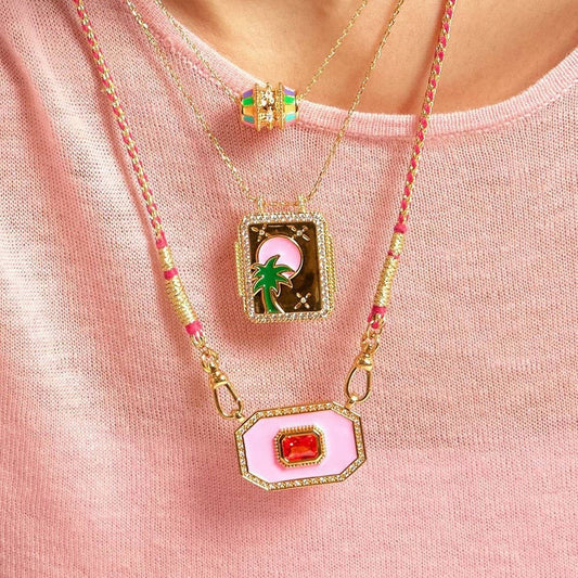 Tarot Card Pendant Necklace ? Enamel & Rhinestone