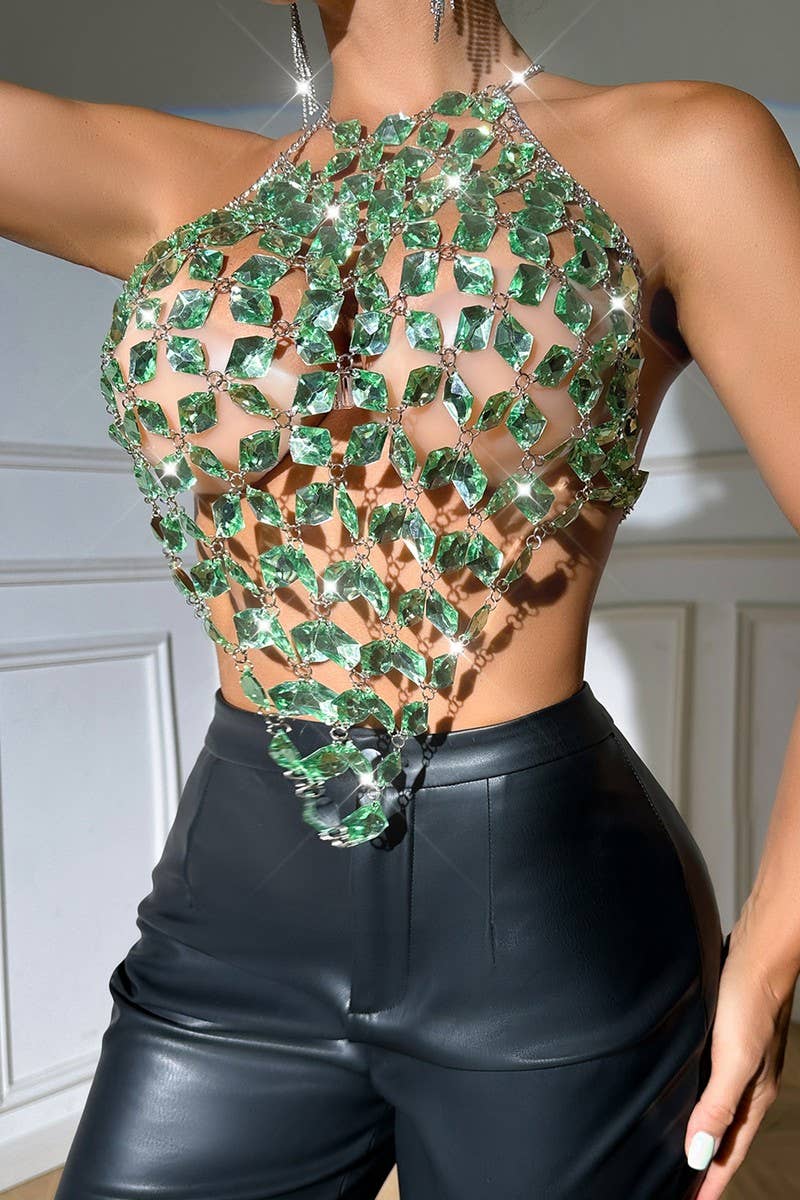 CWTTSL0399_SEXY GEM HAND-PAINTED HALTER TANK TOP
