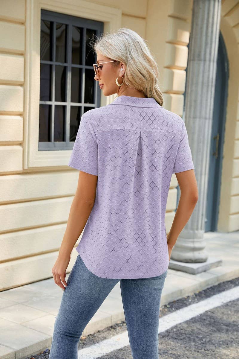 CWTTS0817_V-Neck Short Sleeve Knit Top