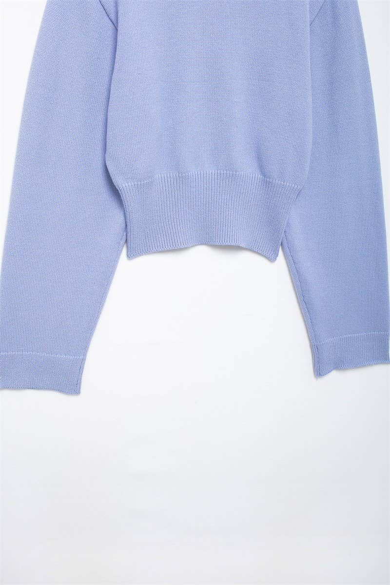 CWOSWL6745_ROUND NECK SOLID COLOR PULLOVER KNITTED SWEATER