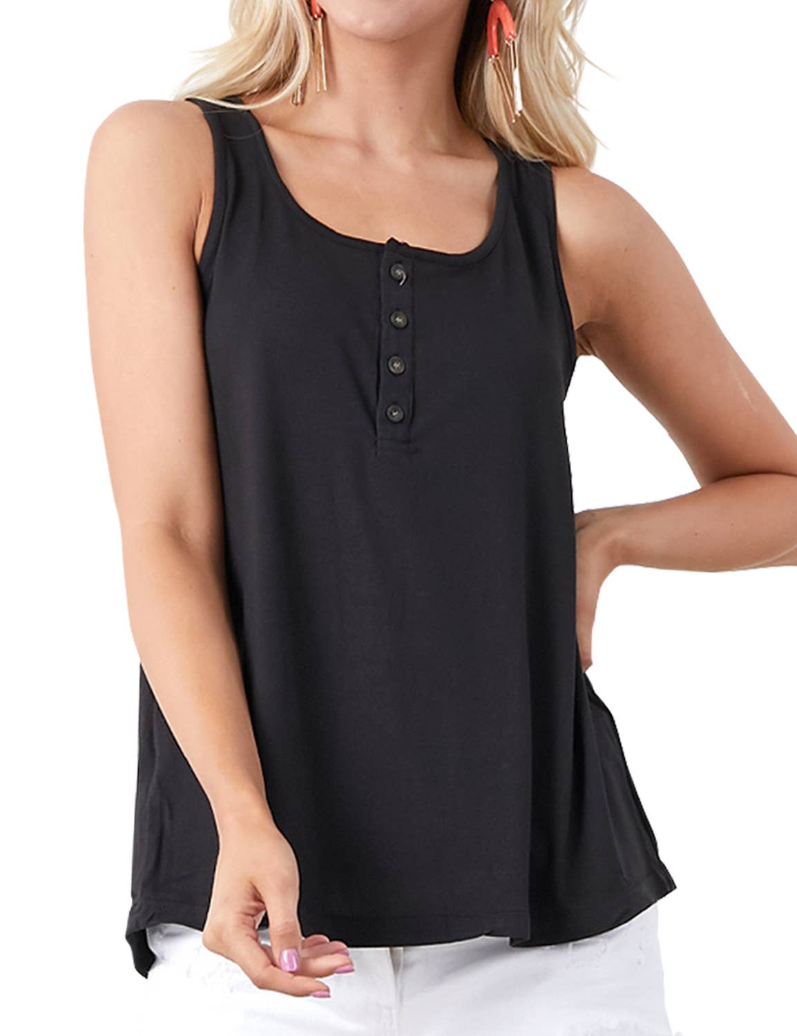 CWTTK245_BASIC LOOSE FIT TANK TOP WITH BUTTON