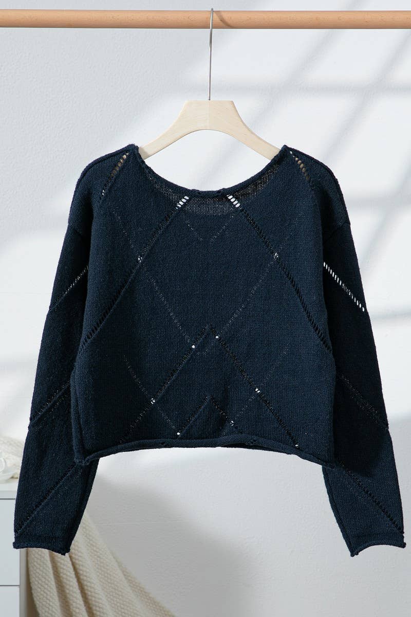 CWOSWL6871_MINIMALIST HOLLOW OUT LIGHTWEIGHT KNIT SWEATER