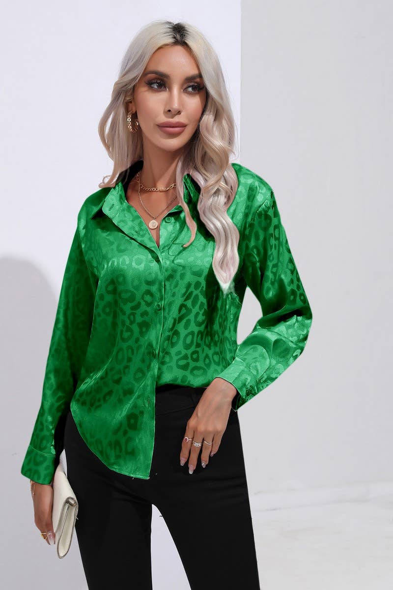 CWTBLL0694_Button Down Silky Satin Long Sleeve Top