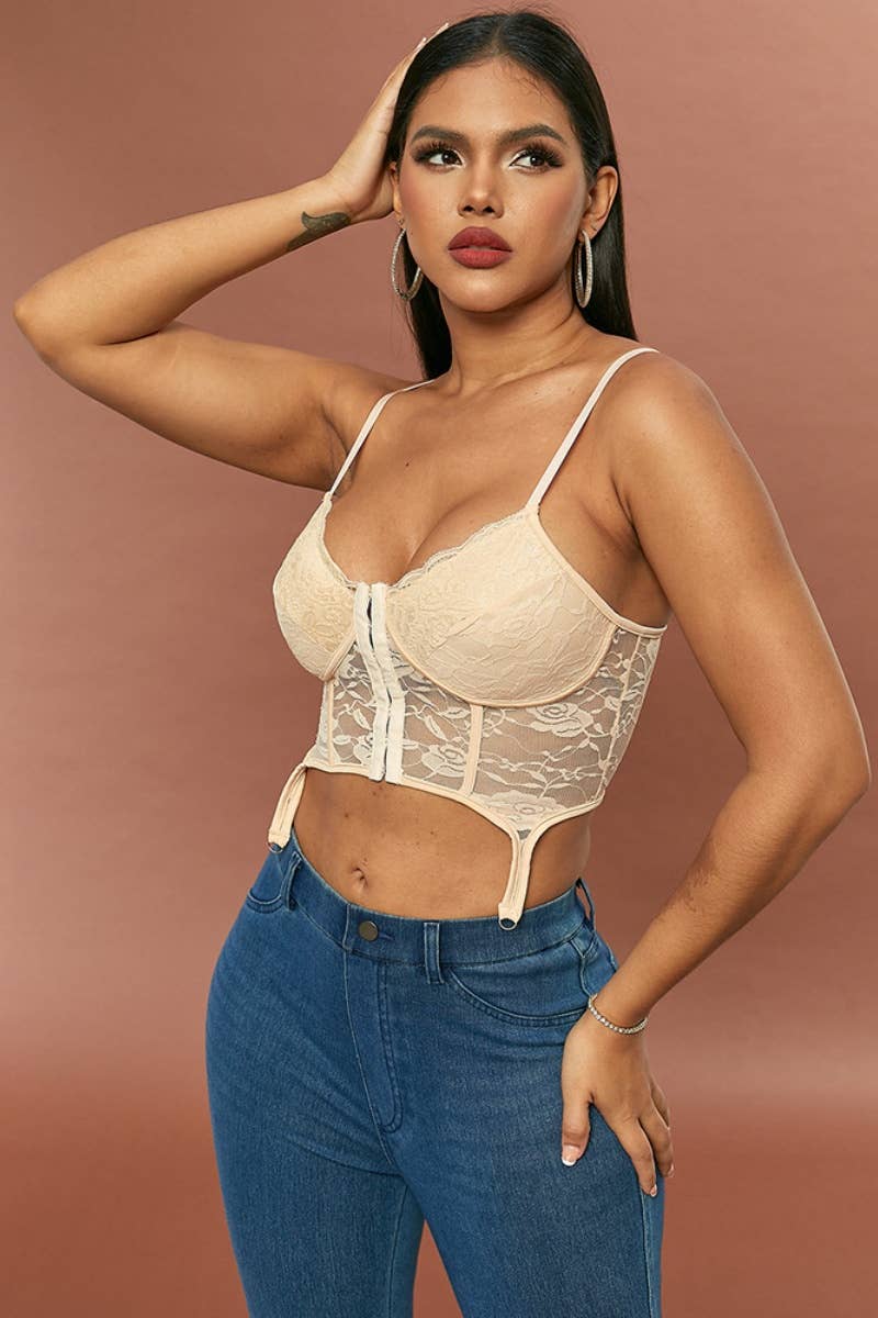 CWMU0312_SEXY LACE SLEEVELESS HALTER UNDERWEAR VEST