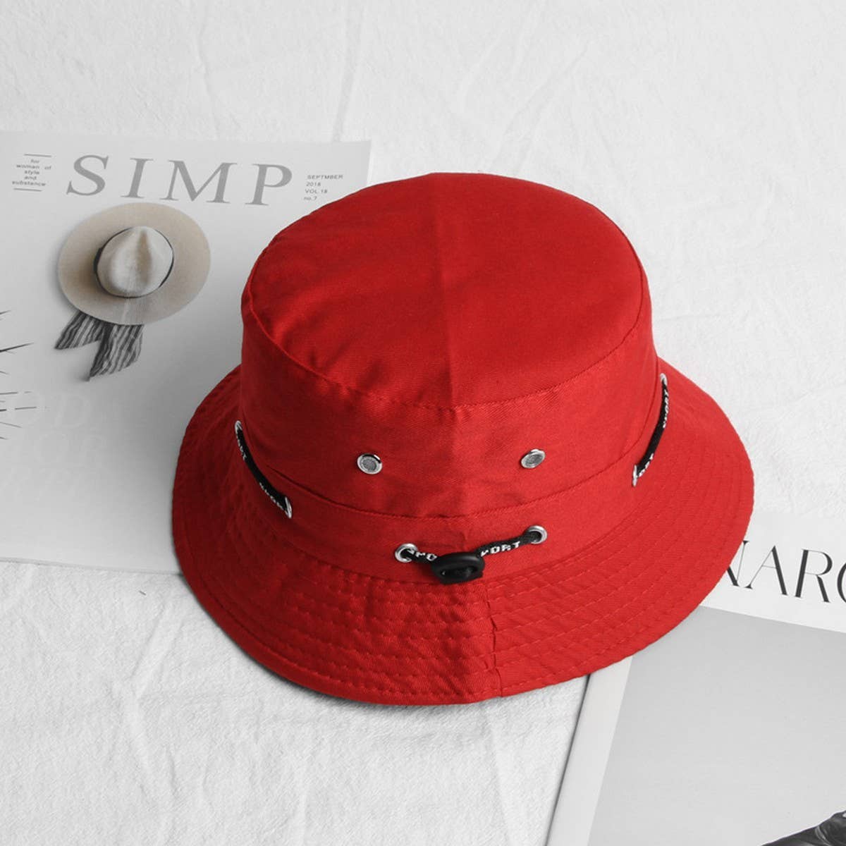 CWAH1519_SOLID COLOR CASUAL REVERSIBLE SUNSCREEN BUCKET HAT