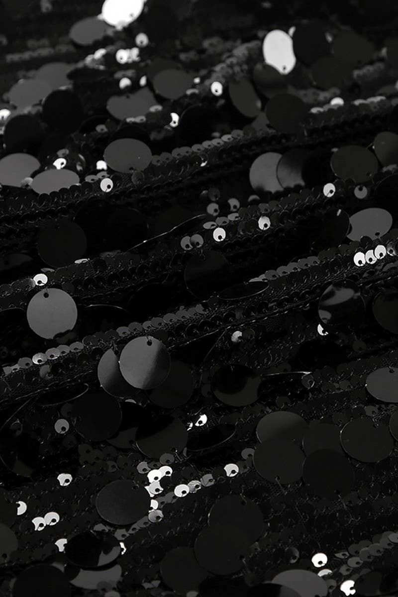 CWBSS0349_HIGH WAIST SOLID COLOR SEQUINED MINI SKIRT