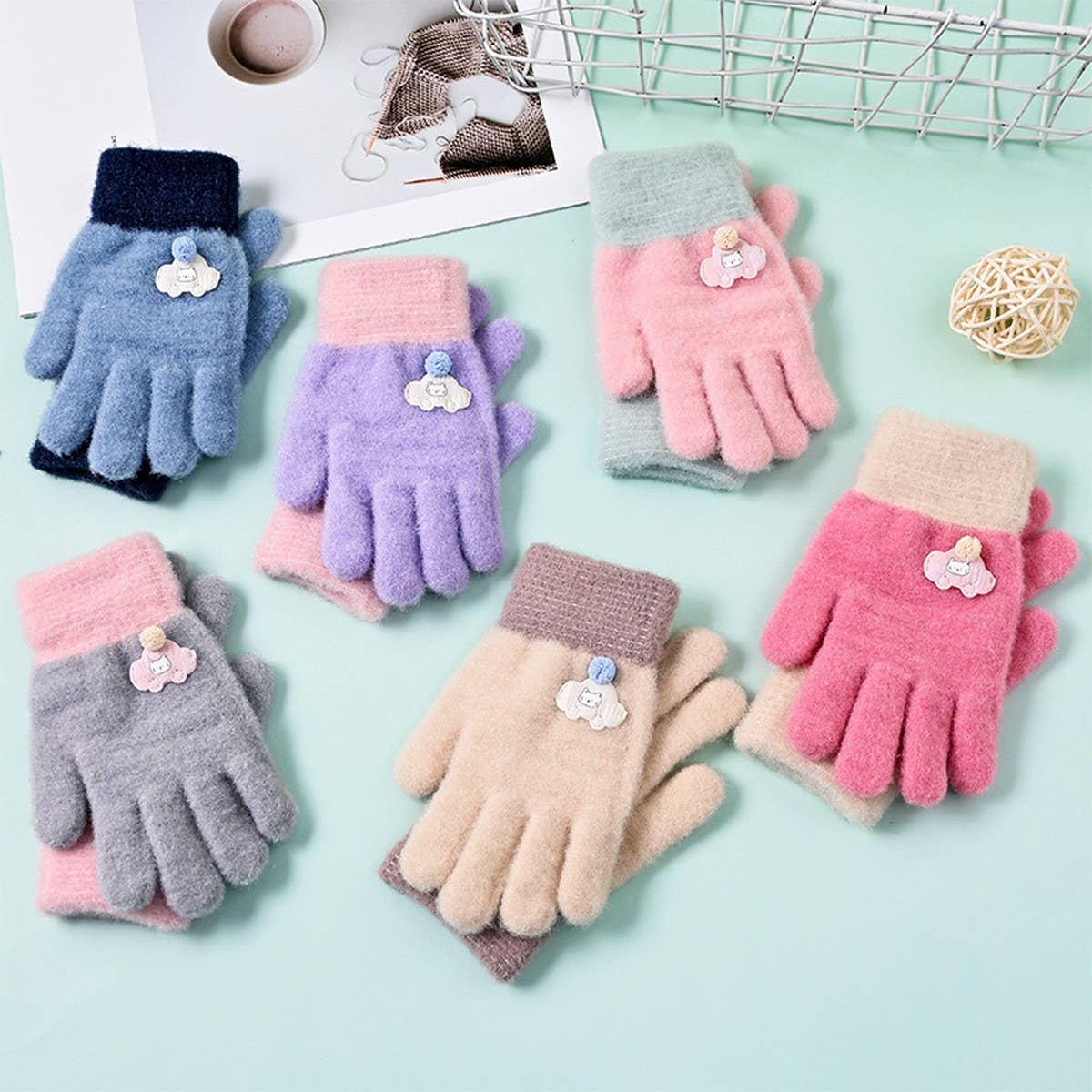 CWAG0284_CARTOON THICK FULL FINGER CHILDREN'S GLOVES