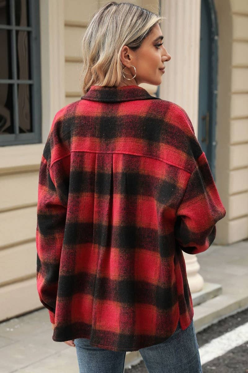 CWTSTL1708_AUTUMN LOOSE LONG-SLEEVED WOOLEN SHIRT JACKET