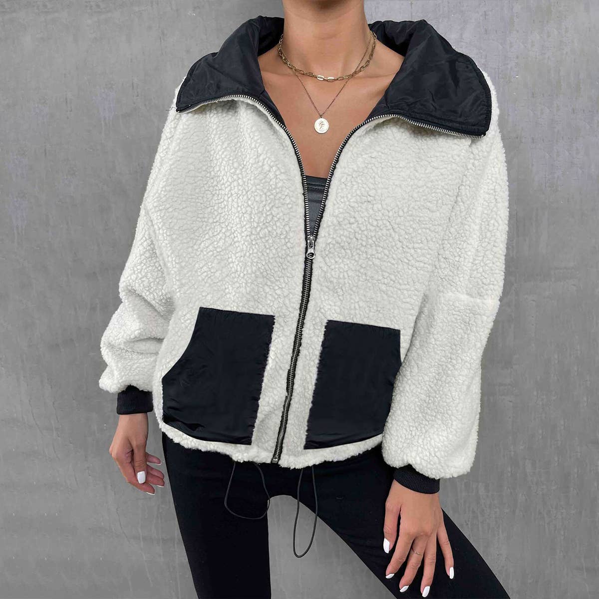 Fleece zipper knit jacket jacket