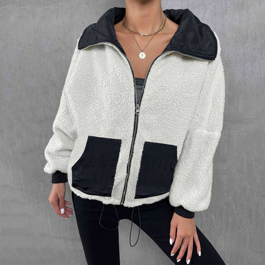 Fleece zipper knit jacket jacket