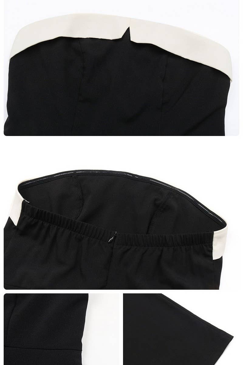 CWSJS0637_PATCHWORK STRAPLESS SLEEVELESS JUMPSUIT