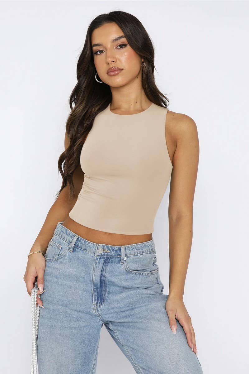 CWOV0770_SEXY BELLY-BARING SLEEVELESS TIGHT RACERBACK VEST