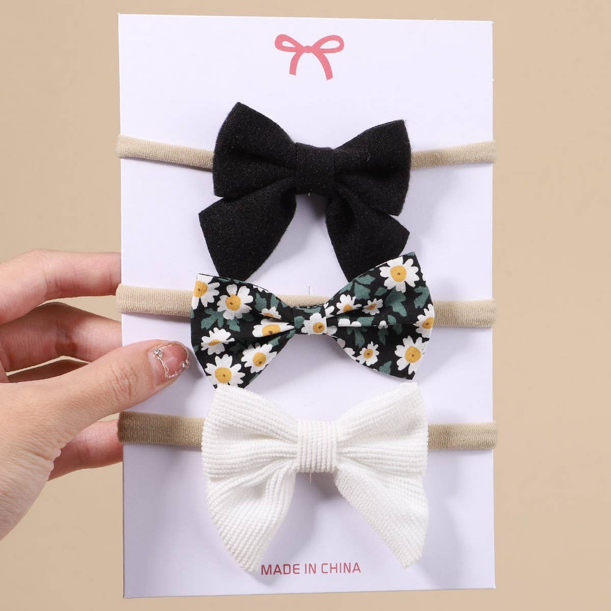 Corduroy Bow Baby Headband Set for Girls