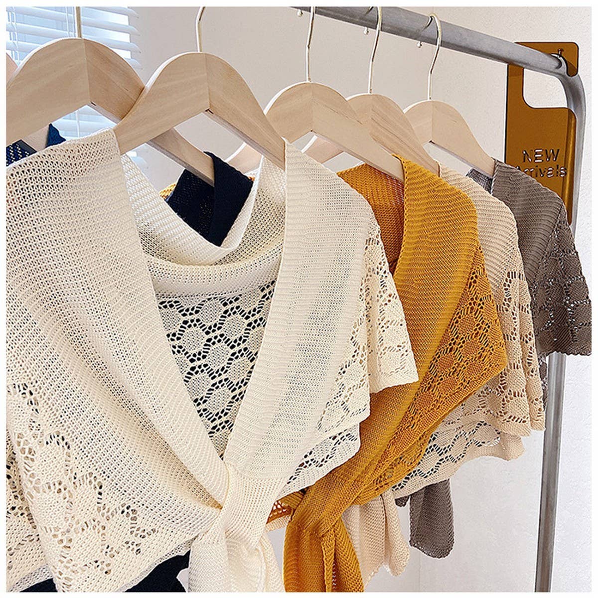 CWASC03112_SUMMER  KNIT TIE FRONT SHRUG FOR WOMEN