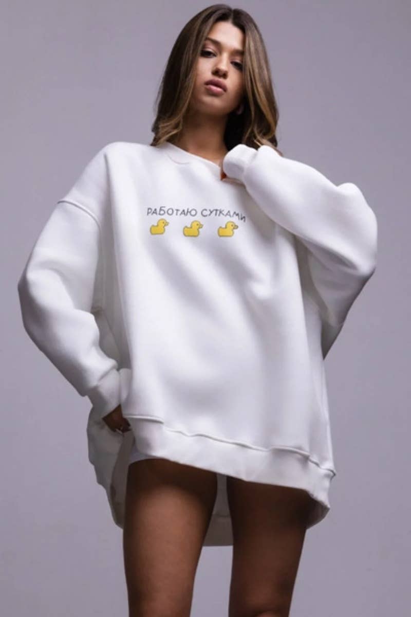 CWTBLL1667_AUTUMN WINTER DUCK PRINT LONG-SLEEVED HOODIE