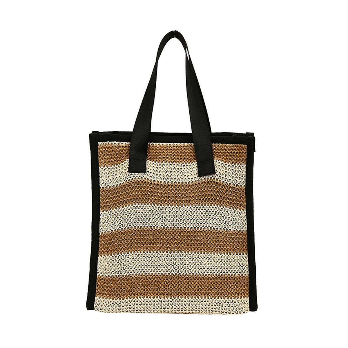 NEW STRAW SIMPLE HAND-HELD BROWN COSMETIC BAG_CWAB4454