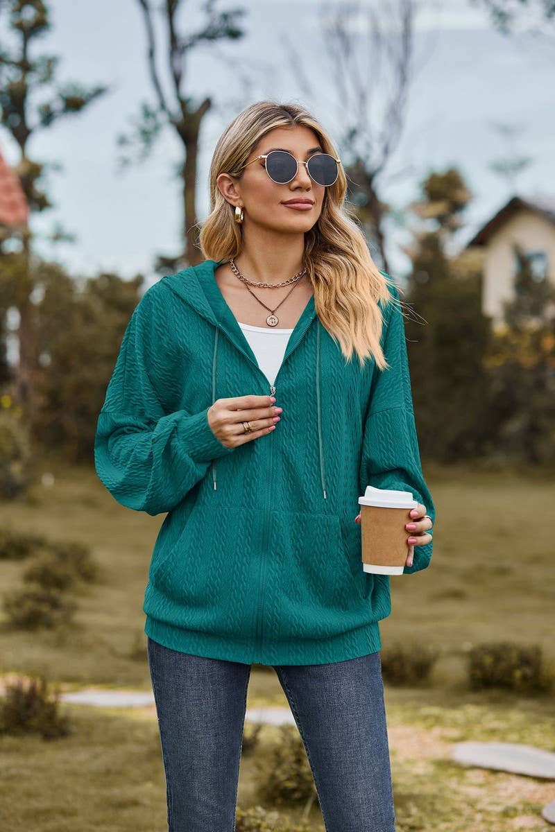 CWOCO0885_SOLID COLOR POCKET LOOSE HOODED SWEATSHIRT COAT