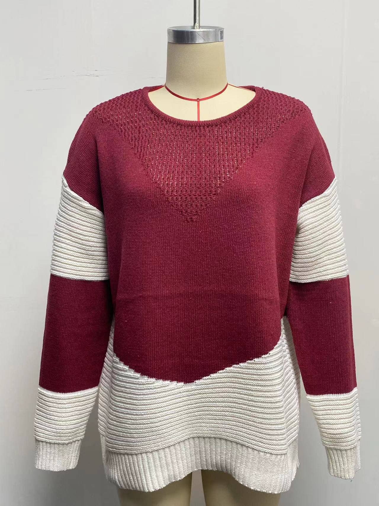 CREW-NECK COLOR MATCHING BASE PULLOVER SWEATER