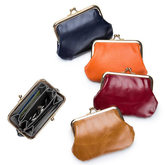 VINTAGE SHORT GOLD CLIP BAG MINI LEATHER WALLET_CWAB3749
