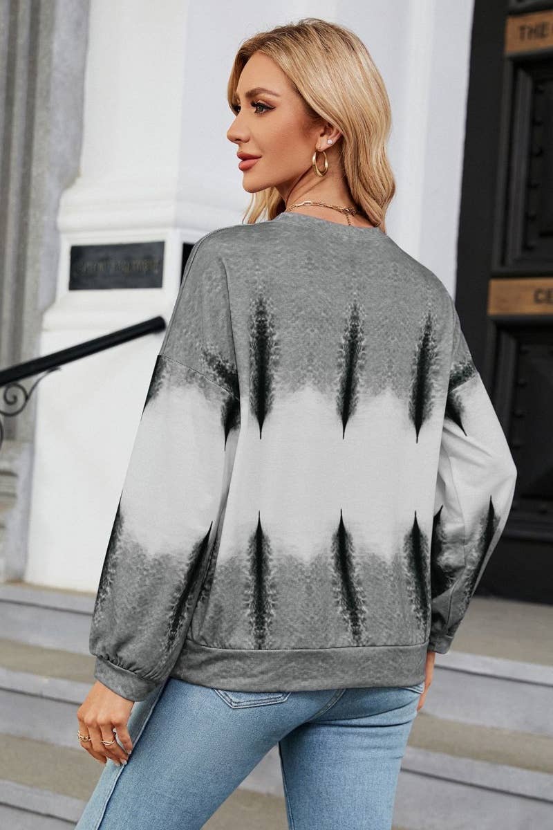 CWTBLL2829_CREW-NECK COLOR GRADIENT LONG-SLEEVED HOODIE