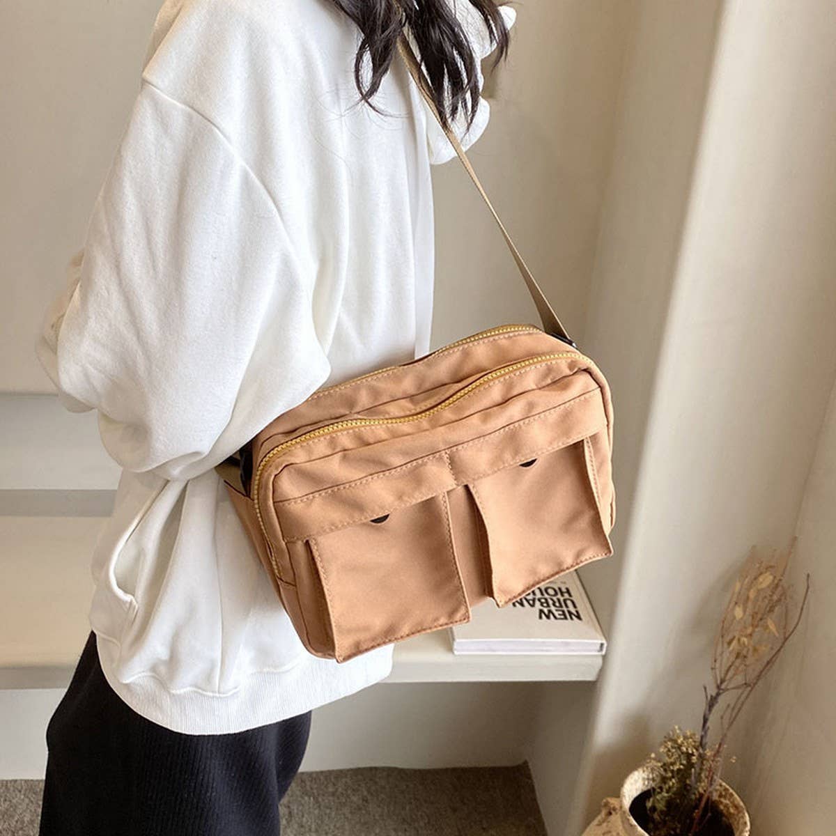 SOLID COLOR SIMPLE COOL COUPLE SHOULDER BAG_CWAB2450