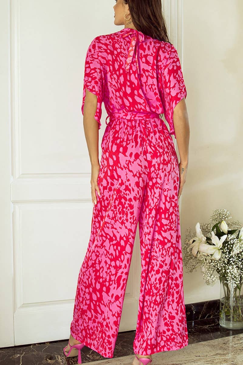 CWSJS1117_LEOPARD PRINT SHORT SLEEVE WIDE-LEG JUMPSUIT