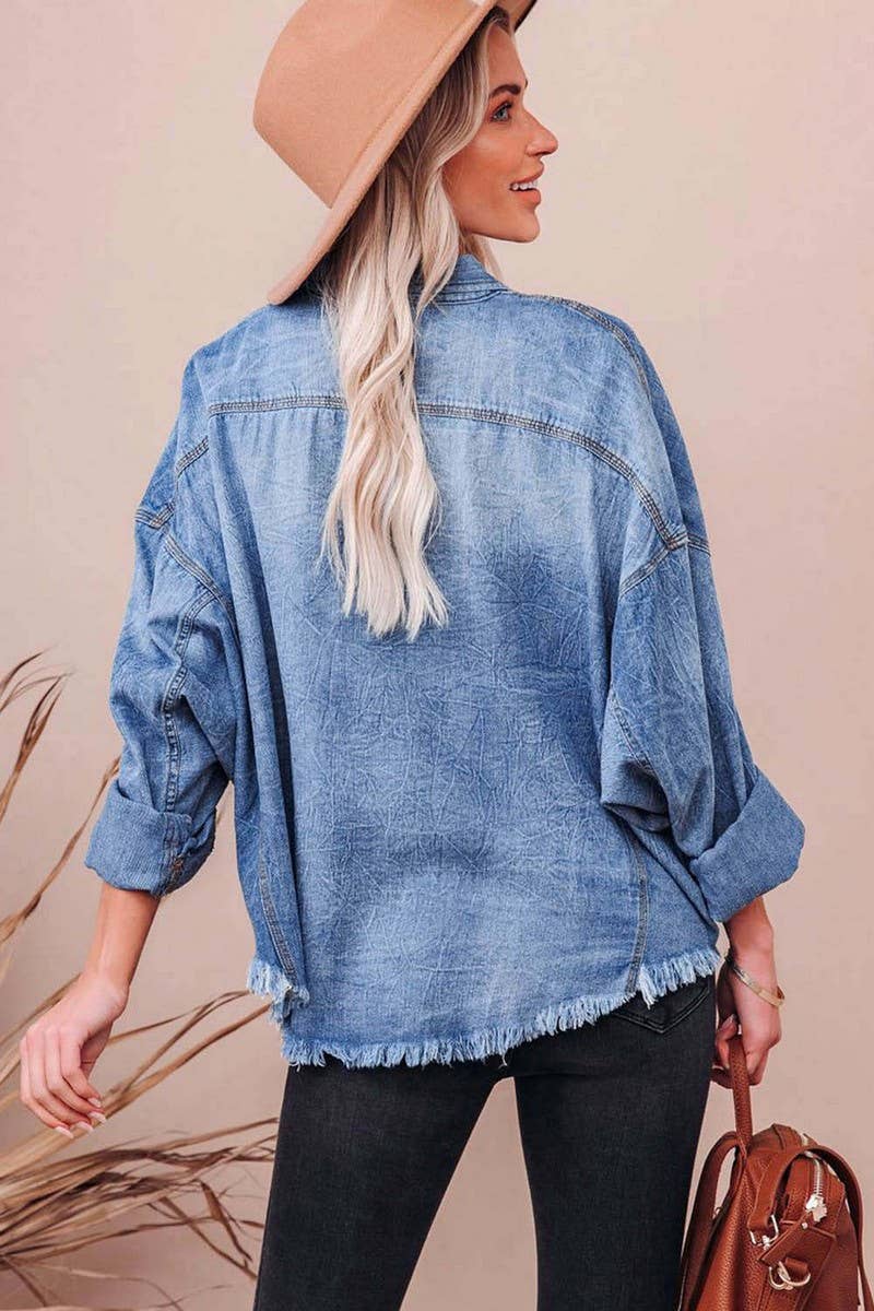 CWJT0072_VINTAGE WASHED DROP SHOULDER DENIM SHIRT