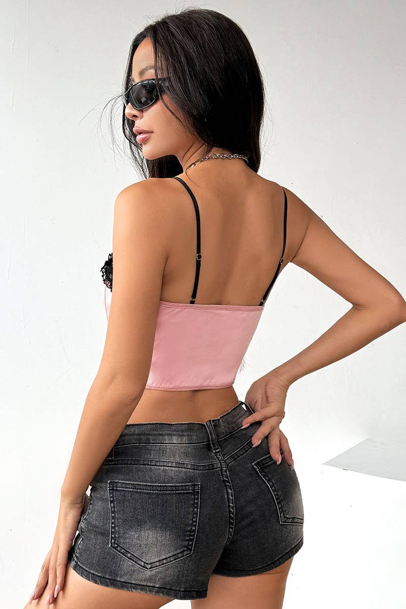 CWTTK0745_LACE BOW LOW-CUT CAMISOLE WITH FISHBONE BACK