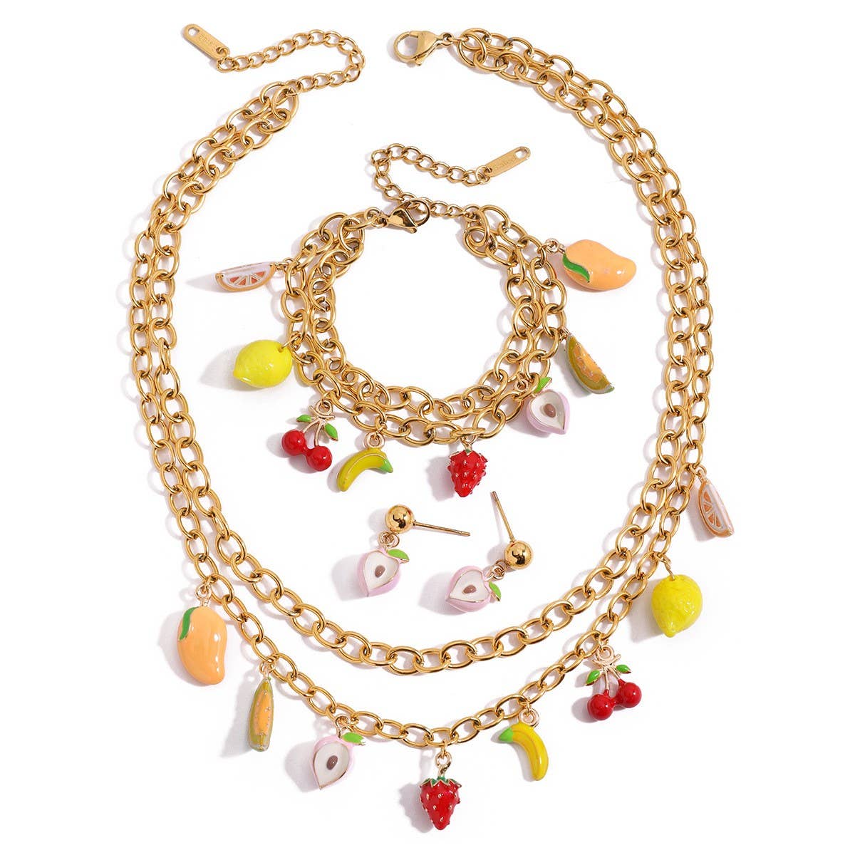 Luxury 18K Gold Grape Drop Pendant Bracelet