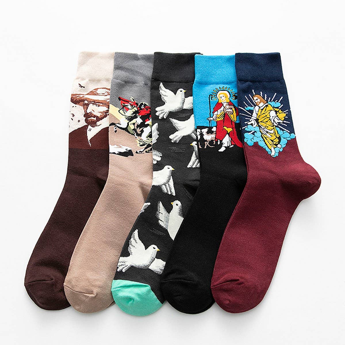 CWMS02733_COLORFUL CREW SOCKS CASUAL SPRING FALL WINTER