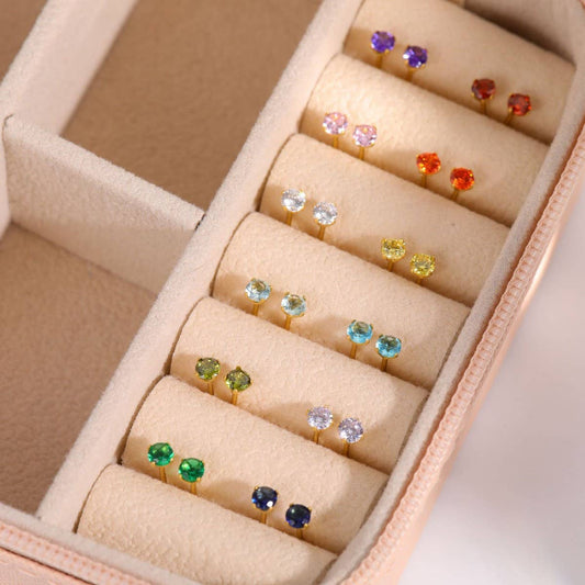 December Birthstone Stud Earrings 18K Zircon