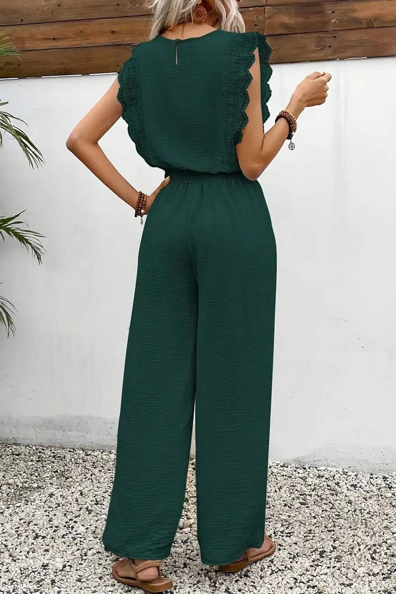 CWSTB2055_LACE TRIM CASUAL FASHION TWO-PIECE SET