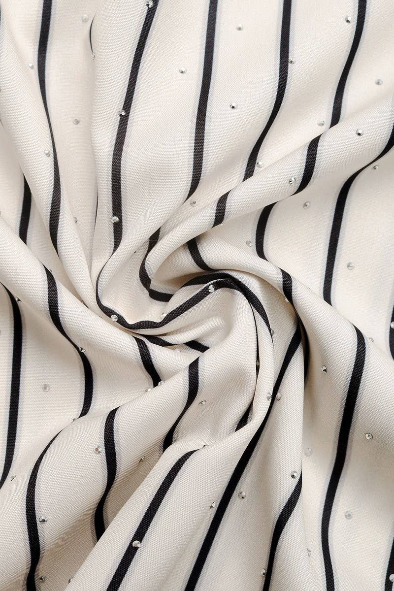 CWTBLS1992_GATHERED PULLOVER CASUAL DRAWSTRING STRIPED SHIRT